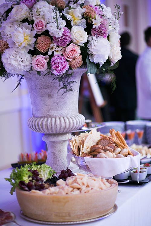 Beautiful flower arrangements at Villa Miani in Rome