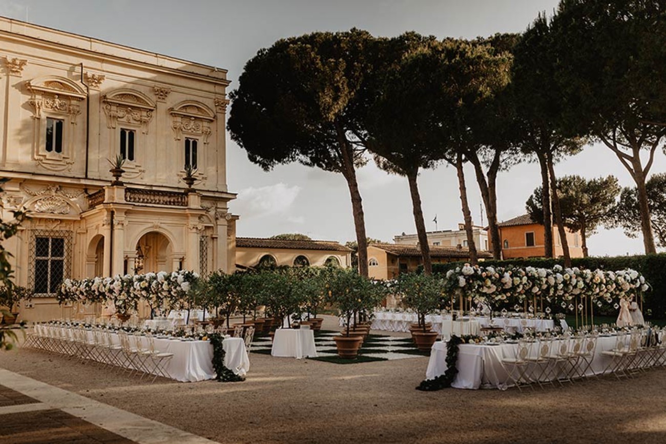 Fabulous wedding reception at Villa Aurelia in Rome - photo David Bastianoni