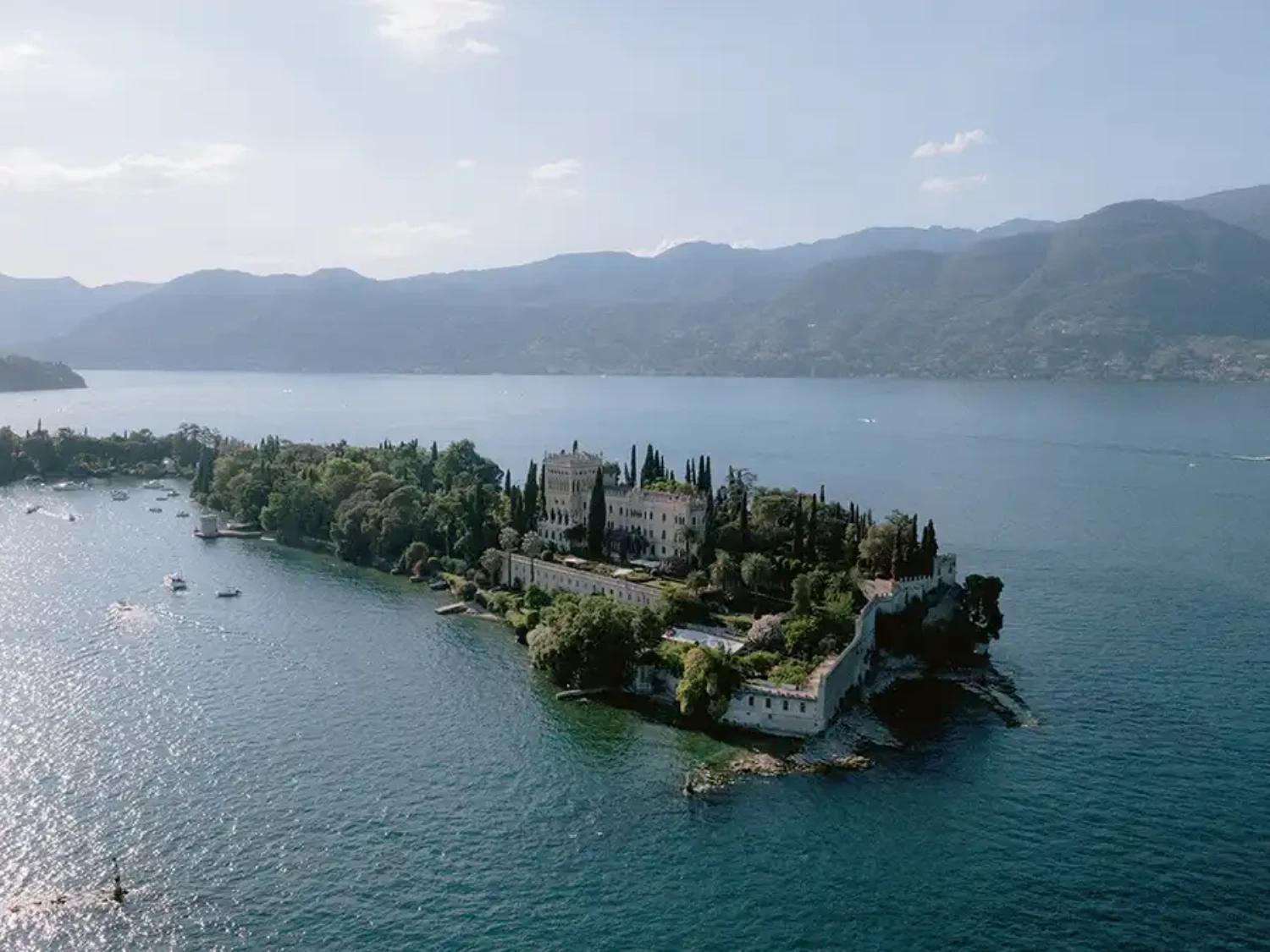 Aerial view of Isola del Garda on Lake Garda