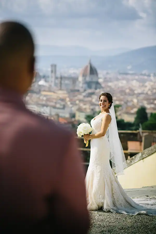 Wedding reception overlooking the historic centre of Florence